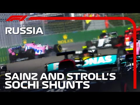 Carlos Sainz & Lance Stroll Both Crash on Lap 1 | 2020 Russian Grand Prix