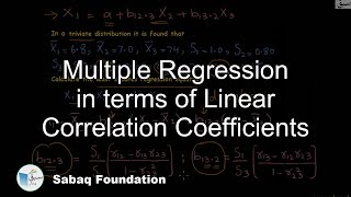 Multiple Regression in terms of Linear Correlation Coefficients