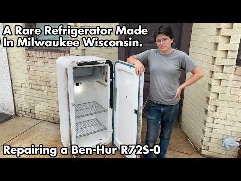 A weird repair for a rare Ben-Hur apartment refrigerator. How to fix 1950s broken hinges. R72S-0