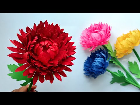 Easy room decor idea || Chrysanthemum Paper Flower || room decoration with paper | @tapuscraft7803