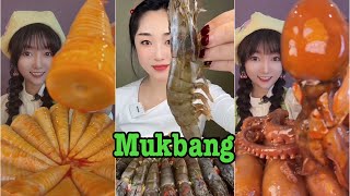 🔥 Pretty girls feasting on raw shrimp in soy sauce, spicy octopus & pickled bamboo — so tasty!