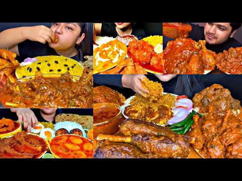 ASMR EATING SPICY MUTTON CURRY, CHICKEN CURRY, EGG CURRY | BEST INDIAN FOOD MUKBANG |Foodie India|