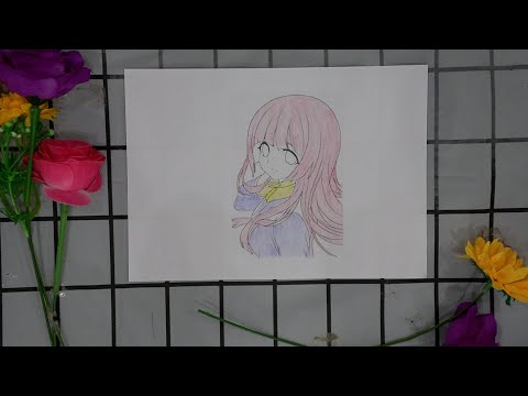 coloring anime girl with wavy hair coloring