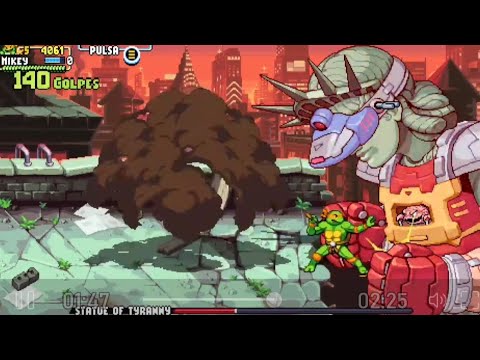 Tmnt shredder revenge, boss  statue of tyranny, modo chunga, no damage/ super power yes.