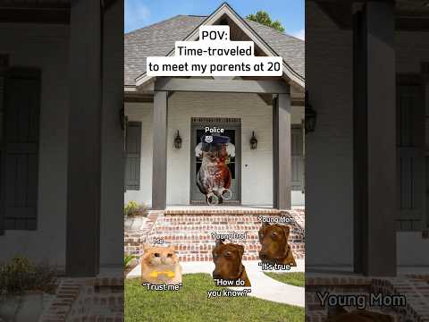 Time-traveled to meet my parents at 20 #shorts #catmemes #relatable #funny #funnyvideo
