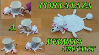 PORTATAZAS A CROCHET ( PERRITO)