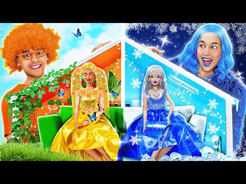 SUMMER VS WINTER MAKEOVER 💙💛 Parenting Hacks and Gadgets For Doll 📦 Trendy Crafts by 123 GO!