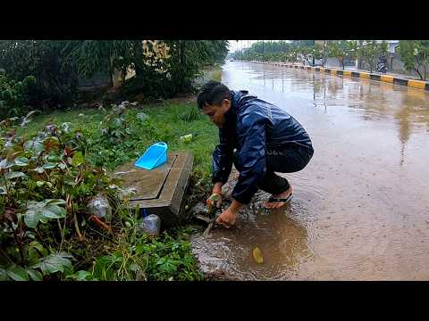 Advantage Of Remove Debris And Plastic Clogged Culvert On Street
