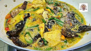 MANGUT IKAN PATIN ASAP CAMPUR TAHU DAN KACANG PANJANG. PEDAS NAMPOL.