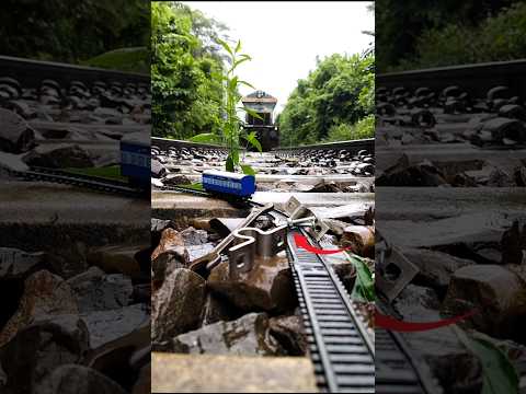 Indian Railway Diorama 🚂 | Miniature Blue Train Coach with Rainy Track Scene