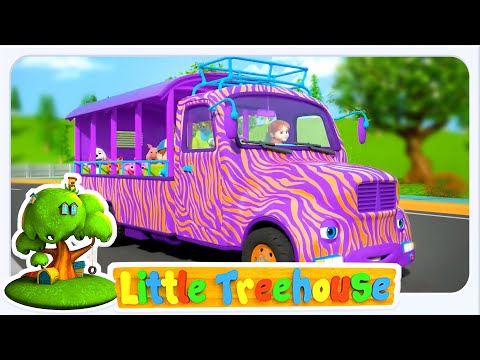 Learn Animal on Jungle Safari Ride with Wheels on the Bus + More Street Vehicles Songs for KIDS