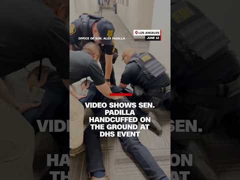 Video shows Sen. Padilla handcuffed on the ground at DHS event