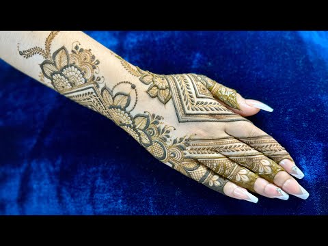 Elegant floral party henna design | Step by step