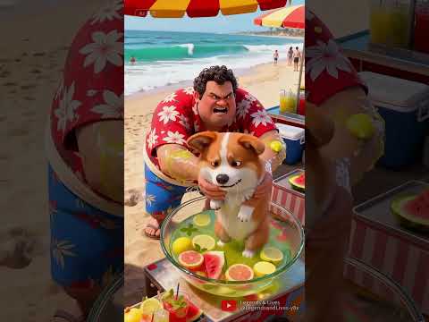 Monkey Pushes Corgi Down the Slope…Orange Cat Gives Him Fries?! 🍟 #dog #funny #cartoon #monkey #cat