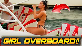GIRL GOES OVERBOARD AND ALMOST DROWNED! STUPID GAMES END BADLY IN MIAMI RIVER !! BOAT ZONE