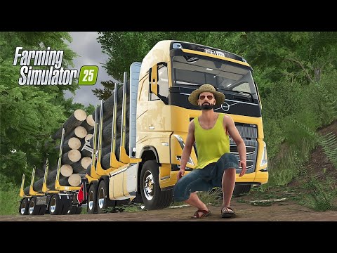 VOLVÃO NO PUXE DE MADEIRA - FARMING SIMULATOR 25 #47