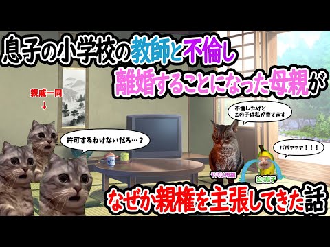 【ほぼ実話】息子の小学校の教師と不倫し、自分のせいで離婚することになった母親がなぜか息子の親権を主張してきた話【猫ミーム】【猫マニ】