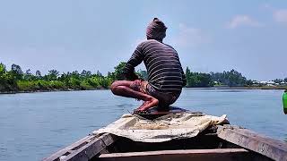 Net Fishing | Traditional Cast Net Fishing in River | Village Fisher Cast Net With Beautiful Boat