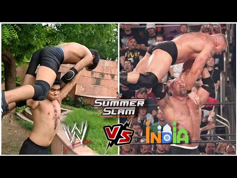 We tried WWE best moves. Brock Lesnar vs The Rock Summerslam Full Match