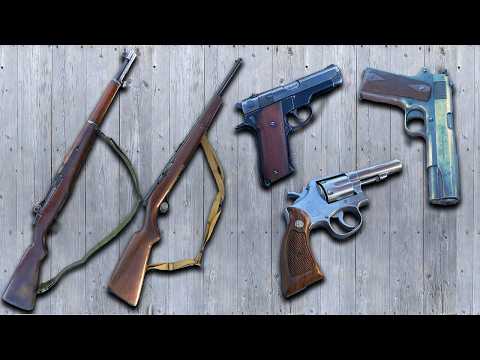 M1 Garand, Colt 1911, S&W Model 64, S&W Model 59, Mossberg 152K