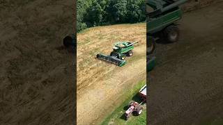 Combing Down Oats In Wisconsin! #farming #tractor #combine #harvest #johndeere