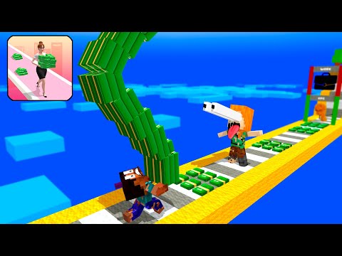 Alex and Steve Adventures: MONEY RUN 3D CHALLENGE - Minecraft animation