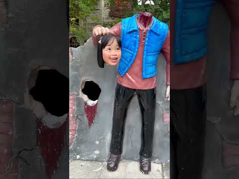 The girl is grimacing. AI video.