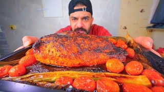 ستيك صدر ديك رومي مدخن لذيذ Smoked Turkey Breast Mukbang Eating Show
