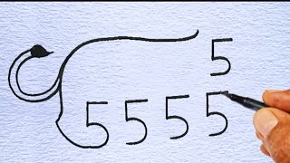 Lion Drawing |How to draw lion from number 555 |Easy Lion Drawing For Beginners