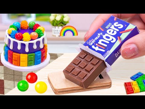 Mini Rainbow Dairy Milk Cake | How To Make Satisfying Rainbow Cake Recipe With Chocolate