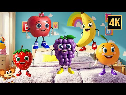 Five Little Fruits Jumping on the Bed - Fun Nursery Rhyme for Kids