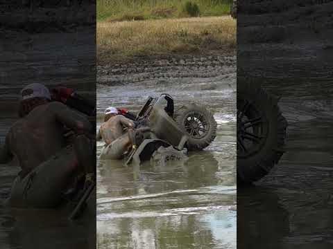Girl Just Can't Stay on 4 Wheeler in the Mud!