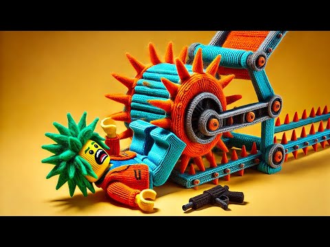 I built Woolen Lego battle Police below Rolling Machine | Lego Stop Motion