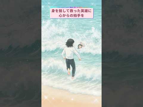 少女が波にさらわれ、母親も波にのまれた 白シャツの青年が大波に立ち向かい母娘を救出 「退役軍人の本能」と語った彼に心から拍手👏 #勇敢に行動する #普通のヒーロー #物語を描く #絵を描く