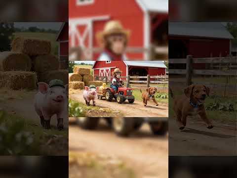 Monkey's Farm Animal Taxi! Pig, Duck & Dog Ride Together! 🐒🚕🐶