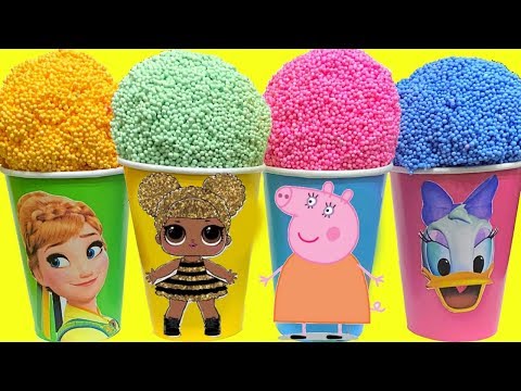 FROZEN ANNA PEPPA PIG VASOS SORPRESAS CON JUGUETES Y SQUISHYS DE LOL MAMA CERDITA, DAISY QUEEN BEE
