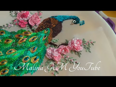 How to embroider a blue peacock Hand Embroidery