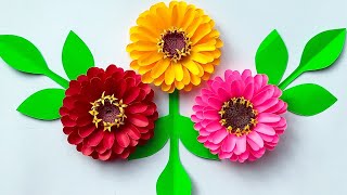 Wow! New Zinnia Paper flower 🏵️ || How to make paper flowers || Easy Paper Crafts || DIY 