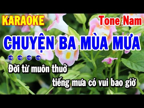 Karaoke Chuyện Ba Mùa Mưa Tone Nam Nhạc Sống Rumba Dễ Hát | Thanh Hải