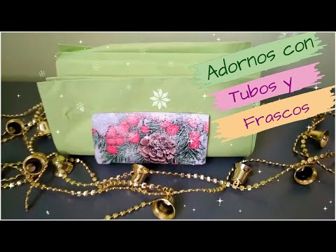 ADORNOS NAVIDEÑOS CON  TUBOS DE PAPEL Y FRASCOS DE CRISTAL   NAVIDAD 2024