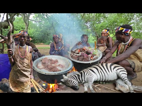 Hadzabe Tribe Hunt Biggest Kudu For Lunch On Xmass || Hadza Hunters