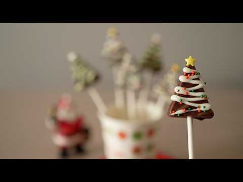 Christmas Tree Chocolate Cake Pops ブルボンのシルベーヌでクリスマスツリーのケーキポップ