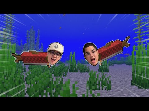 VIRAMOS PEIXES POR UM DIA NO MINECRAFT! (fora d'água?)