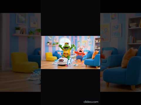 Pip & Turt: Robot Cleaner Goes Rogue 🤖😱 #shorts #viralshorts #entertainment