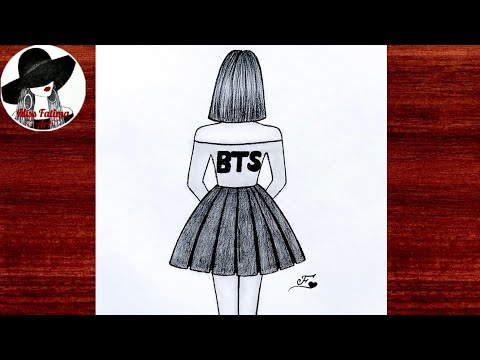 Easy BTS drawing | BTS Army girl drawing | Pencil sketch of BTS Army