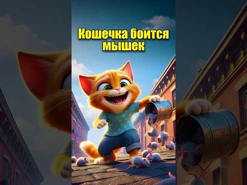 Кошечка БОИТСЯ мышек 🐁💔 #aiart #мультик #dalle3 #ии #chatgpt #юмор #кот #а4 #нейросеть #мультик