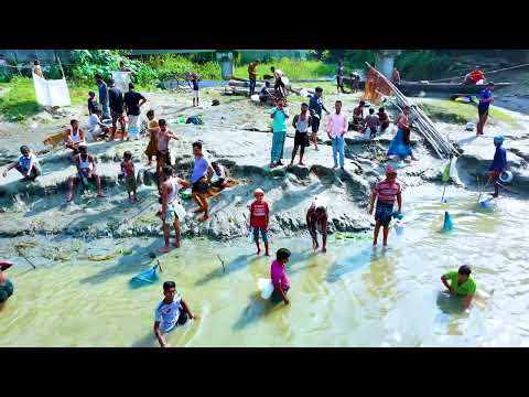 মানিকগঞ্জের বাড়াদিয়া ইছামতি নদীতে খেও জাল দিয়ে মাছ ধরার এক অসাধারণ প্রতিযোগিতার ।।