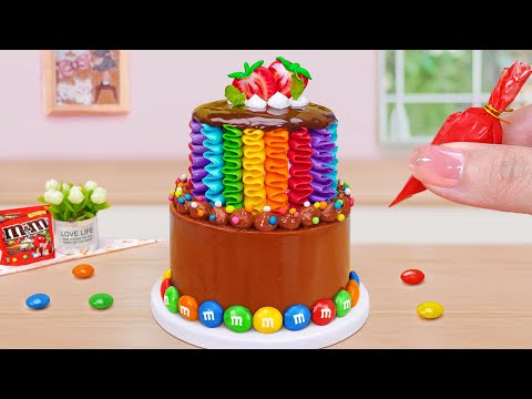 Mini Chocolate M&M Cake 🌈 How To Make Sweet Miniature Rainbow Chocolate Cake 🌈 Mini Cakes