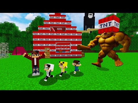 ماين كرافت لكن انا وجيجي وكعبول وعبوسي انقذنه المدينة من الرجل الشرير العملاق 😱😨 #فلم_ماين_كرافت