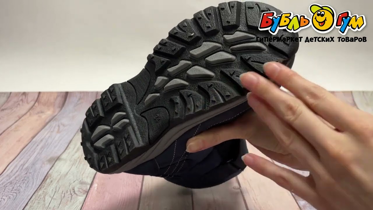 Сапоги сноубутсы TIBURON  утепленные с рисунком снежинка с фиксатором синие - видео